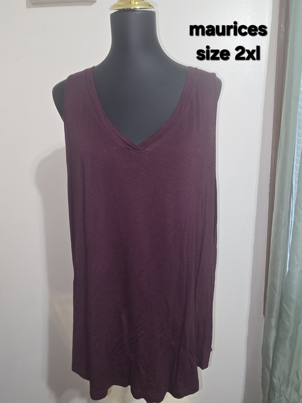 Maurices Plum V-Neck Sleeveless Tank Top